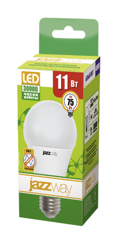 Лампа светодиодная LED 11Вт Е27 220В 4000К PLED- ECO- A60 груша | 1033215 | Jazzway — миниатюра 2