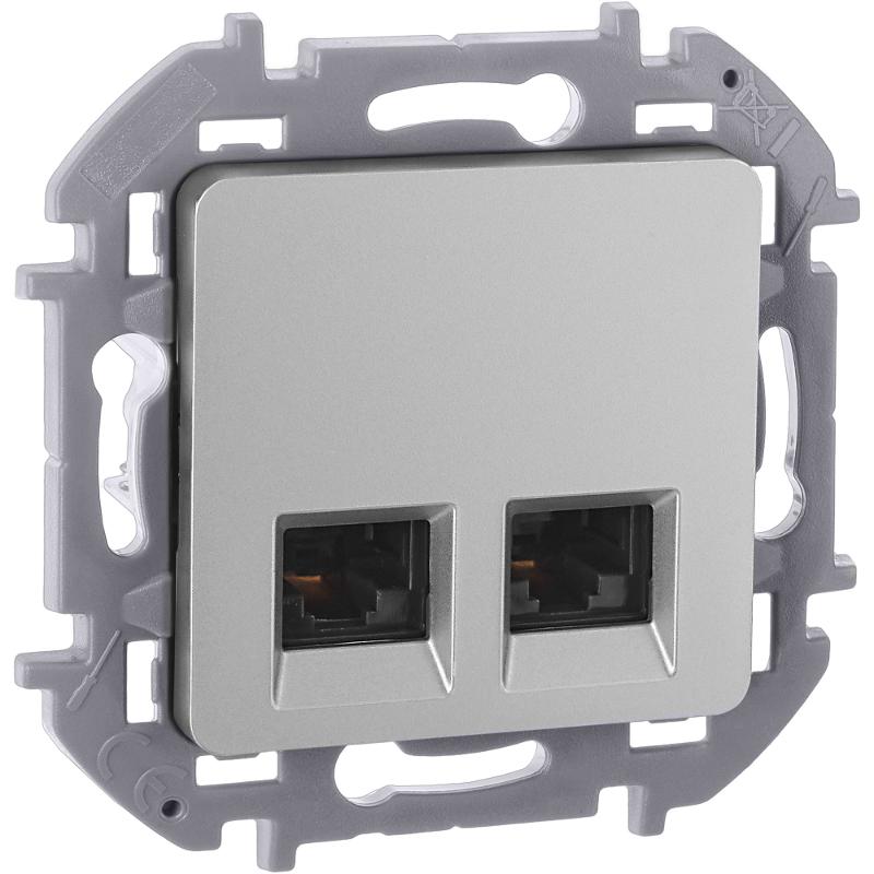 Inspiria Алюминий Розетка 2-ая компьютерная RJ45 С/У категория 5e UTP — миниатюра 8