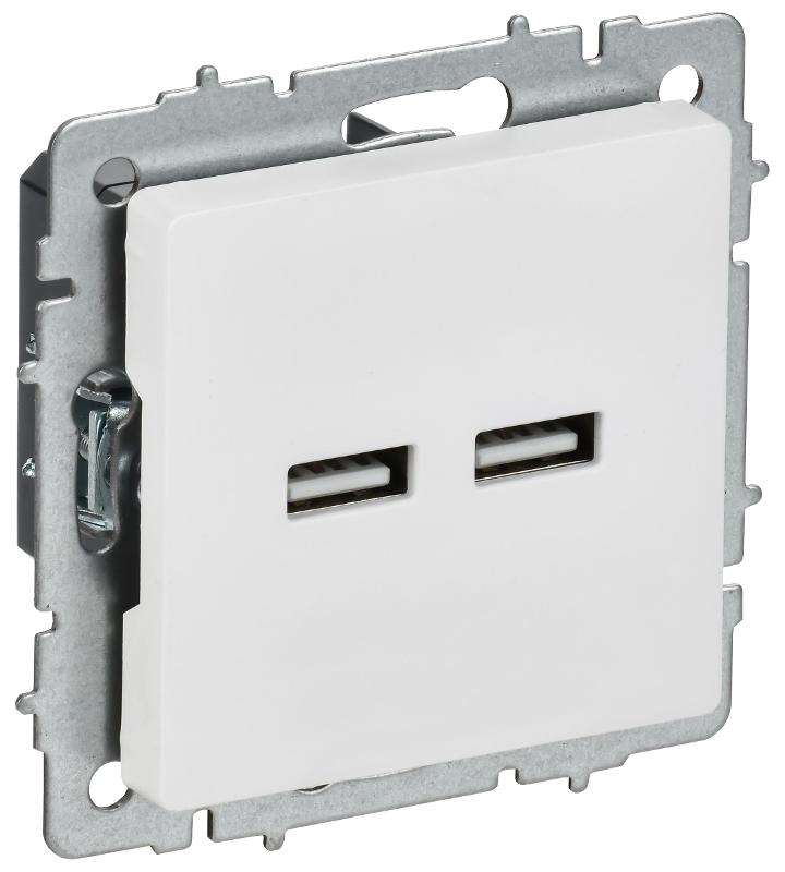 BRITE Розетка USB A+A 5В 3,1А РЮ10-1-БрАБ арктический белый  | BR-U21-D31-K91 | IEK — IEK (ИЭК)