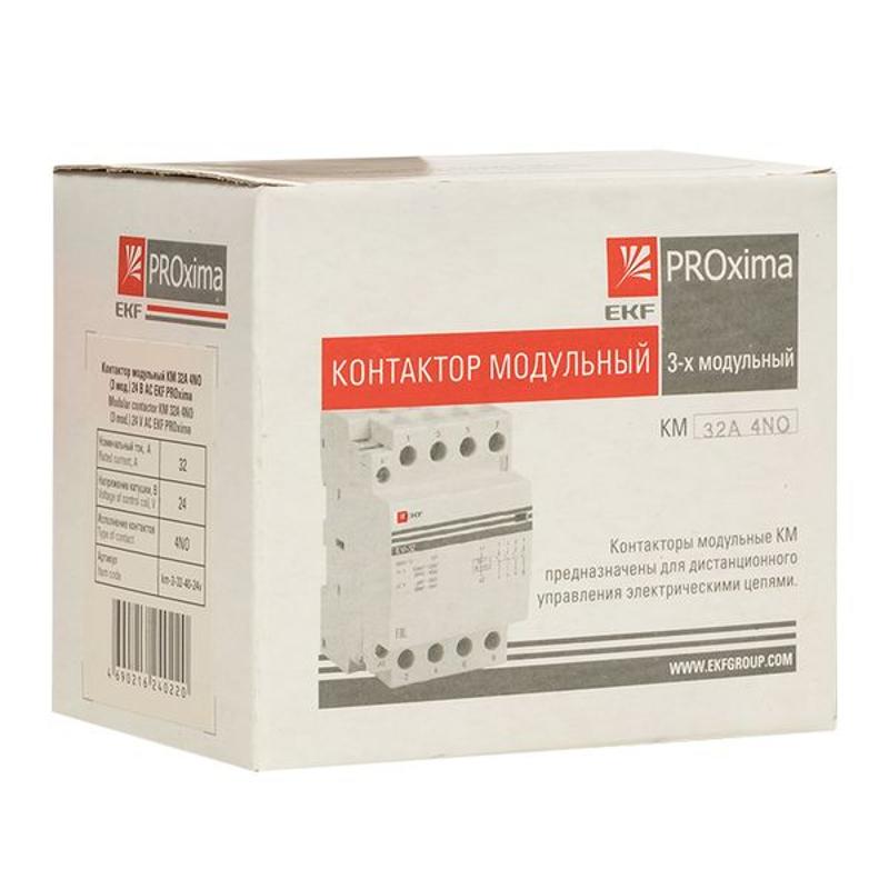 Контактор модульный КМ 32А 4NО (3 мод.) 24В АС PROxima | km-3-32-40-24v | EKF — миниатюра 13