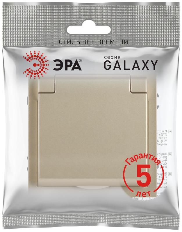 Розетка Galaxy 15-2103-04 c заземлением 2P+E Schuko со шторками с крышкой 16А-250В IP20 шампань | Б0070664 | ЭРА — миниатюра 3
