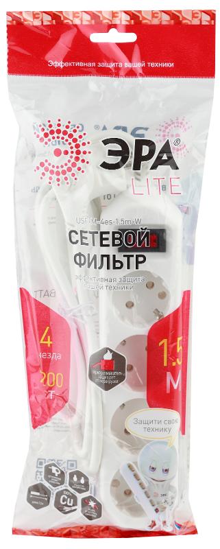 Сетевой фильтр USF-M-4es-1.5m-W   (белый) с заземл, 3x0,75мм2, с выкл, 4гн, 1.5м (20/800) |Б0019741 | ЭРА — миниатюра 5
