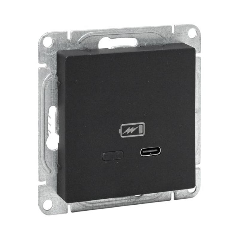 Механизм розетки USB-С, быстрая, чёрная Эпика EKF | UP1-SOB-USBCF | EKF — EKF