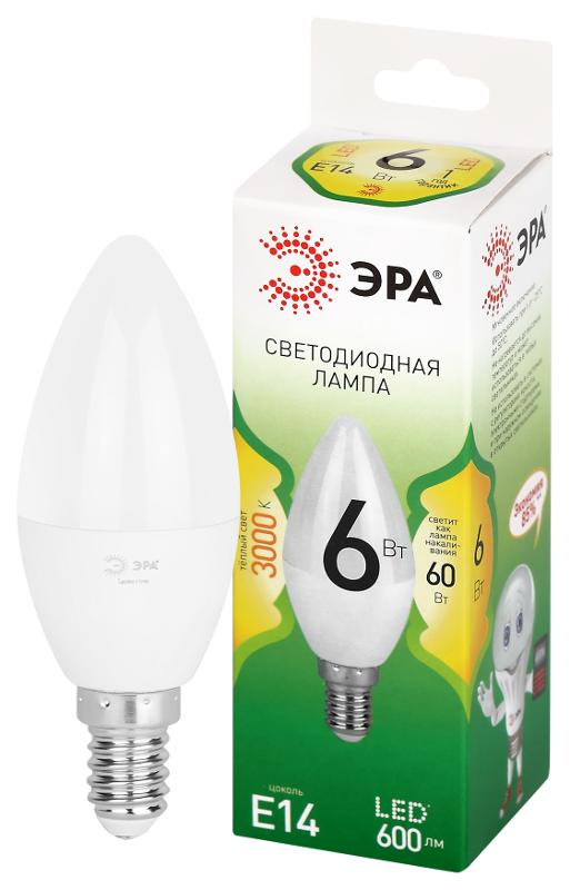 Лампа светодиодная  GREEN LINE LED B35-6W-830-E14 GL E14 6 Вт свеча теплый свет | Б0067122 | ЭРА — ЭРА (Энергия света)