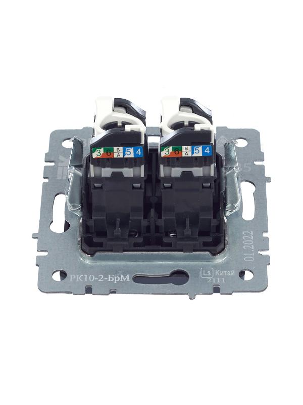 BRITE Розетка компьютерная 2-ая RJ45 кат.5E РК10-2-БрМ маренго  | BR-K20-1-K35 | IEK — миниатюра 5