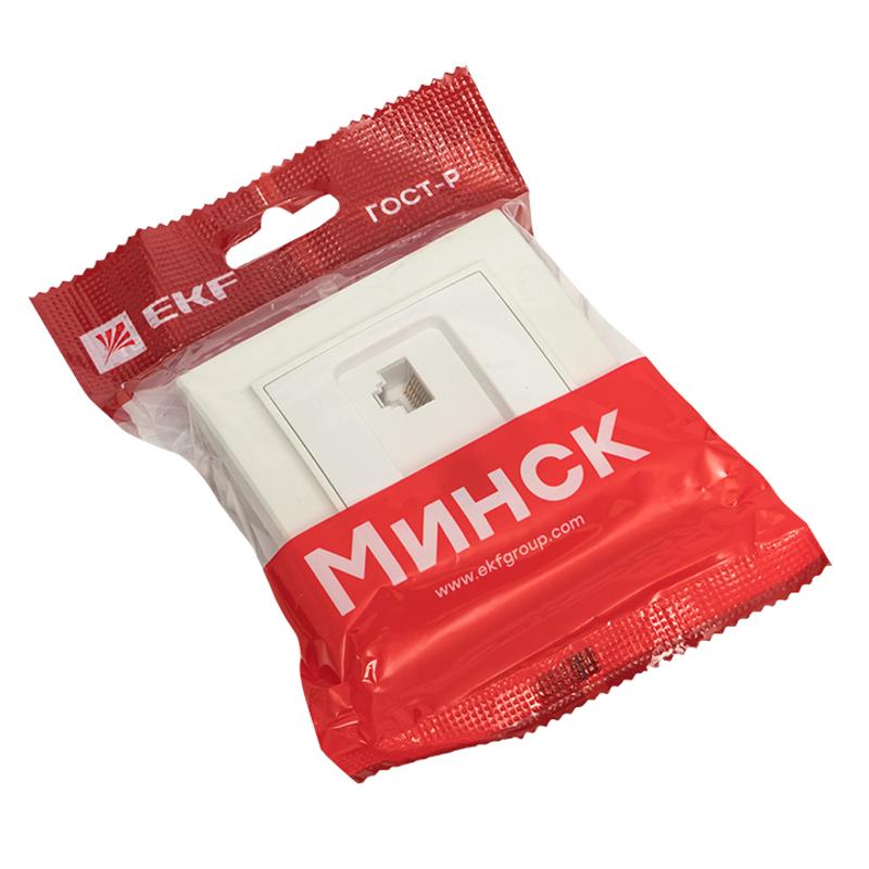 Розетка RJ-45 2-местная СП Минск  белая EKF | ERK02-035-10 | EKF — миниатюра 6