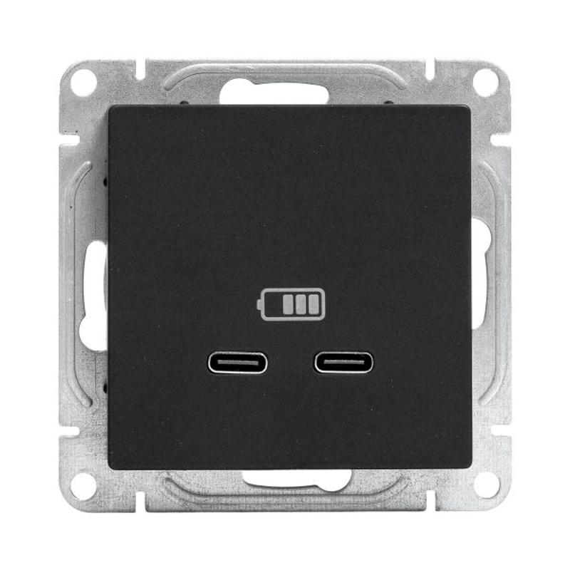 Механизм розетки USB-C - 2шт, чёрный Эпика EKF | UP1-SOB-2USBC | EKF — миниатюра 5