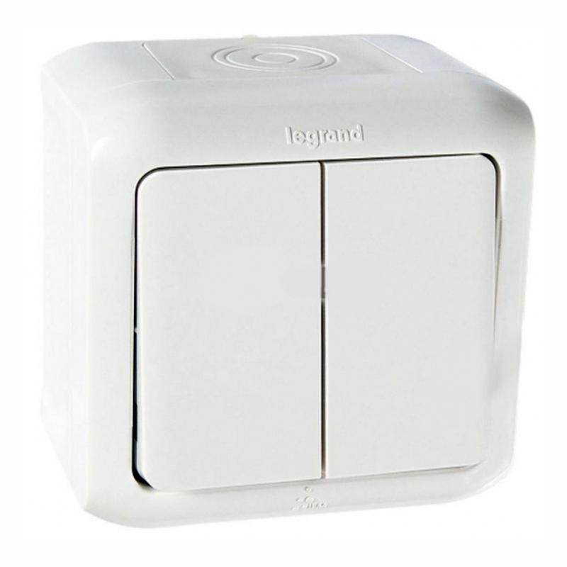 Quteo Белый Выключатель 2-клавишный IP44 10А — миниатюра 2