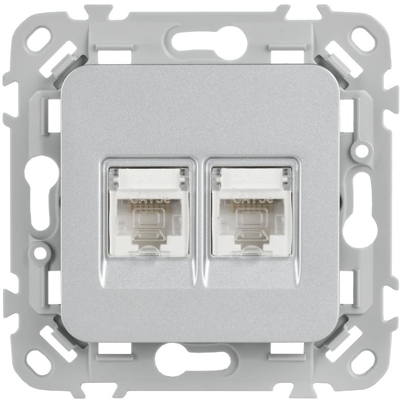 FLITE Розетка 2-ая компьютерная RJ45 кат.5Е UTP РК5е-2-0-ФлА алюминий | FI-K22-1-K47 | IEK — миниатюра 2