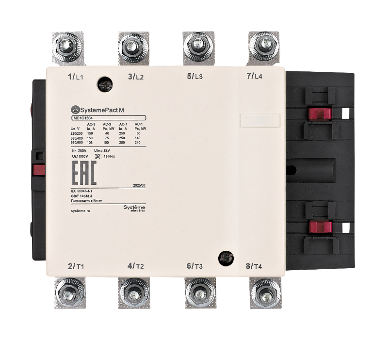 КОНТАКТОР MC1G 4P (4НО) AC1 250A 110В 50/60ГЦ | MC1G1504F7 | SE — миниатюра 1