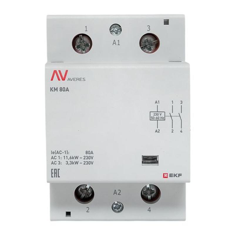 Контактор модульный КМ 80А 2NО 230VAC (3 мод.) AVERES | km-av-3-80-20-230V | EKF — миниатюра 3