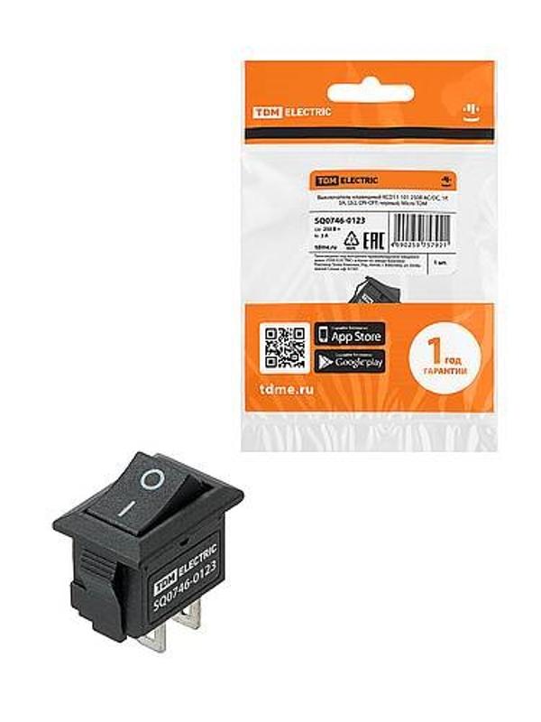 KCD11-101 250В AC/DC, 1P, 3А, (2с), ON-OFF черный, Micro | SQ0746-0123 | TDM — TDM ELECTRIC