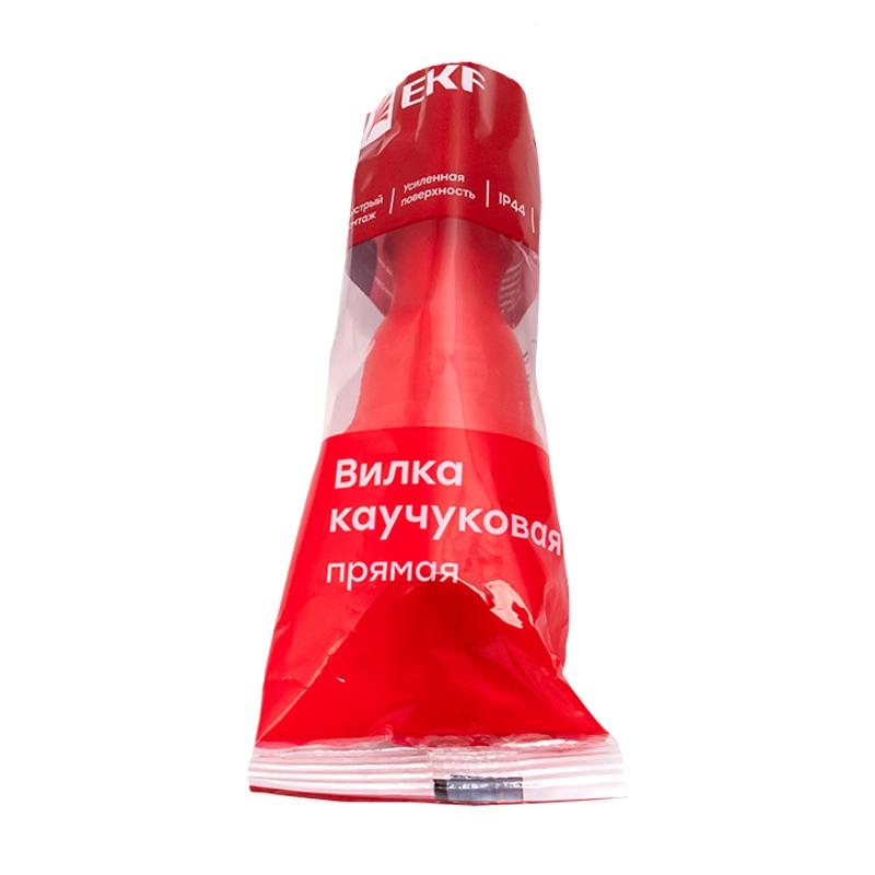 Вилка красная каучуковая прямая 230В 2P+PE 16A IP44 PRO | RPS-011-16-230-44-rr | EKF — миниатюра 4