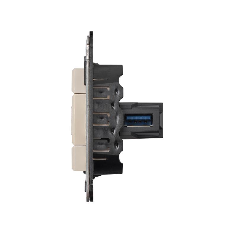 USB 3.0 розетка одинарная в стену, тип А-А, "Avanti", "Ванильная дымка" — миниатюра 5