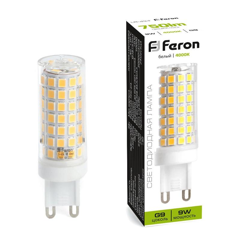 Лампа светодиодная, (9W) 230V G9 4000K JCD, LB-434 | 38147 | FERON — миниатюра 1