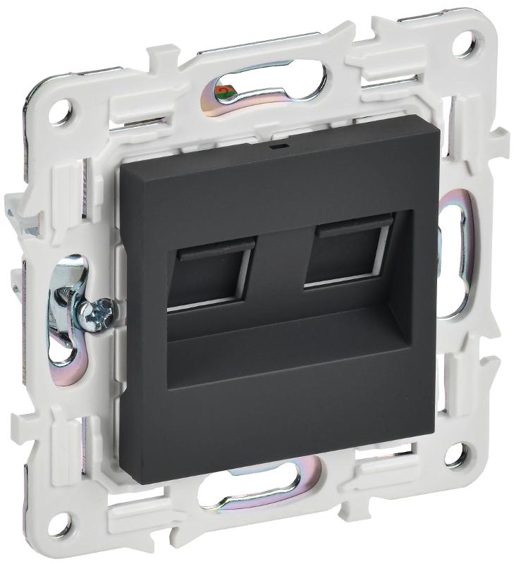 SKANDY Розетка компьютерная двойная RJ45 кат.6 SK-K04G графит | SK-K20-2-K53 | IEK — IEK (ИЭК)