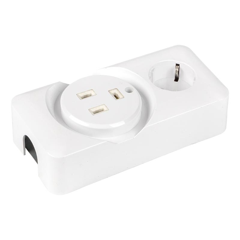 Розетка двойная (РШ/евро) 32А/16A 250В 2P+PE бел. | AS-250-32/16-O | EKF — миниатюра 3