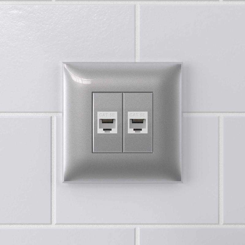 Компьютерная розетка RJ-45 без шторки в стену, кат.5е двойная, "Avanti", "Закаленная сталь" | 4404664 | DKC — миниатюра 5