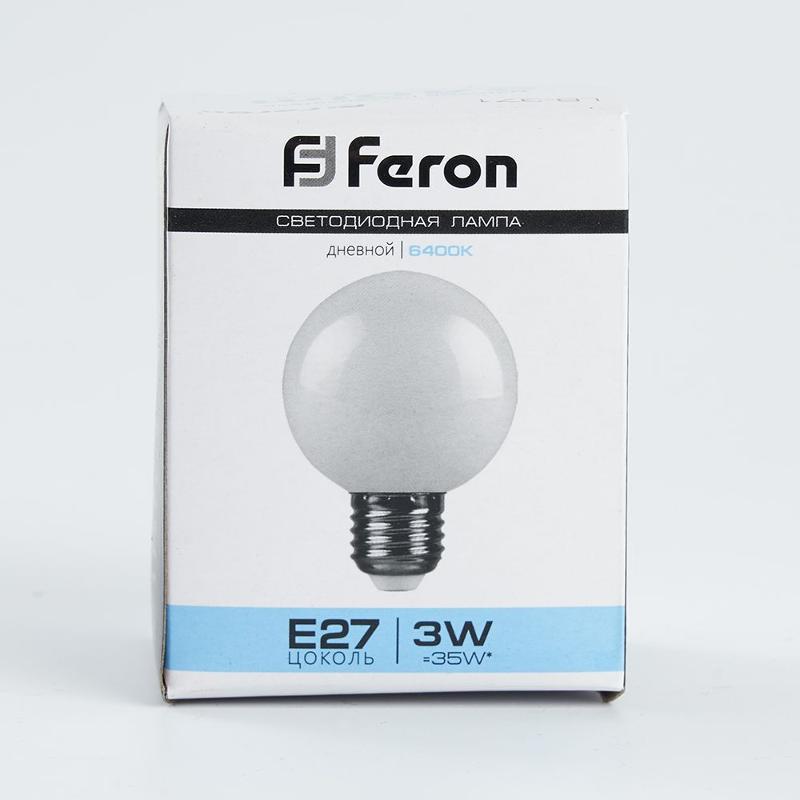 Лампа светодиодная LB-371 Шар E27 3W 6400K | 25902 | Feron — миниатюра 4