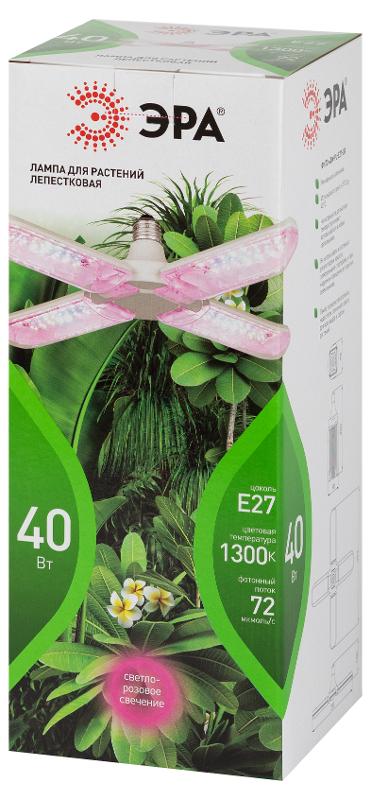Фитолампа для растений светодиодная  GREEN LINE ФИТО-40W-PL-E27-GR 4-х лепестковая красно-синего спектра 40 Вт Е27 | Б0064525 | ЭРА — миниатюра 2