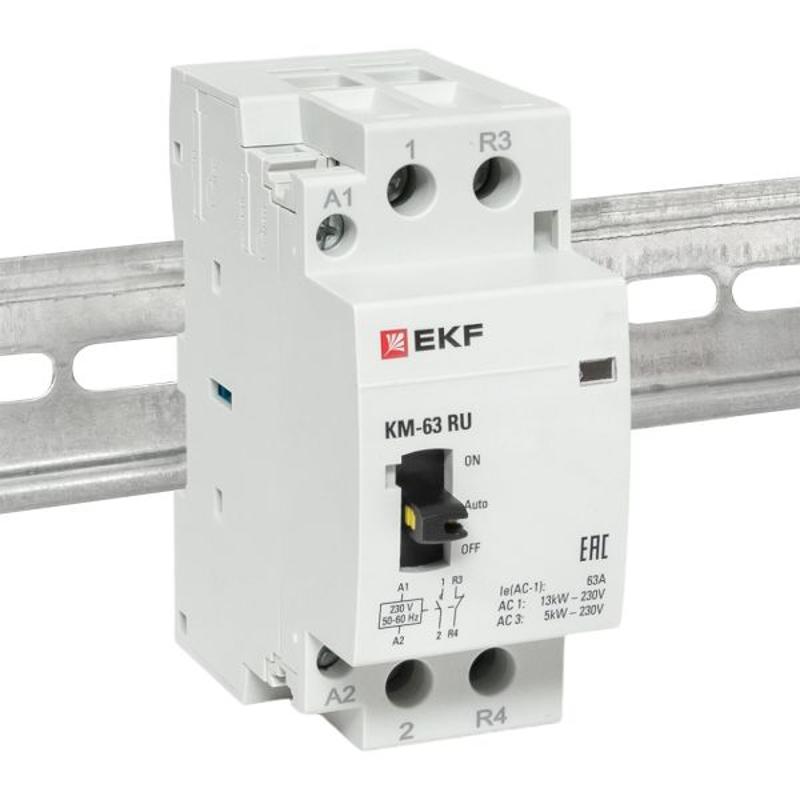 Контактор модульный КМ РУ 63А 1NO+1NC (2 мод.) EKF PROxima | km-2m-63-11 | EKF — миниатюра 20