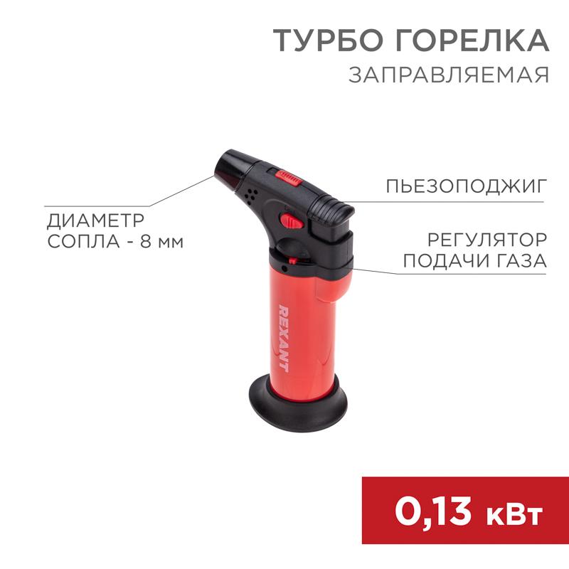 Турбо горелка GT-11, заправляемая, красная | 12-0011-2 | REXANT — REXANT