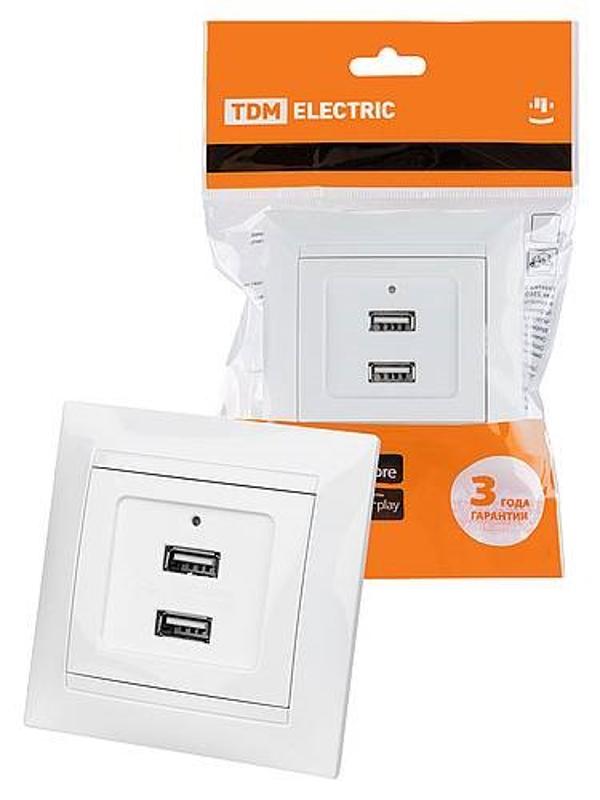 Розетка 2USB порт 2,1А 5В белая "Лама"  | SQ1815-0041 | TDM — TDM ELECTRIC