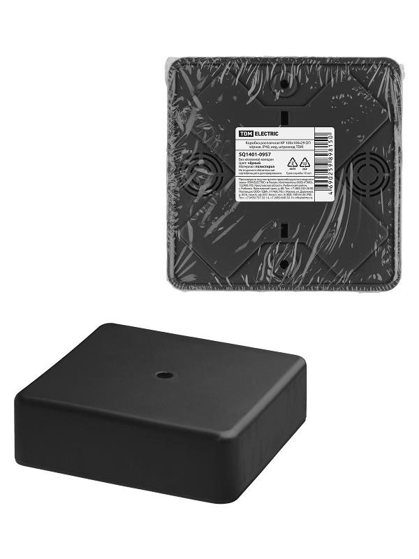 Коробка распаячная КР 100х100х29 ОП черная, IP40, инд. штрихкод TDM | SQ1401-0957 | TDM — фото 1 | Sento