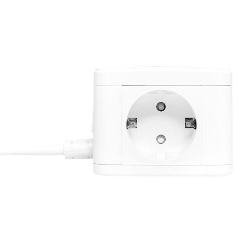 Удлинитель "Куб" 2 гнезда 3USB 2,4А+зарядное устройство 1,3 метра 1мм2 | UBA-CUB-3-WC | EKF — миниатюра 24