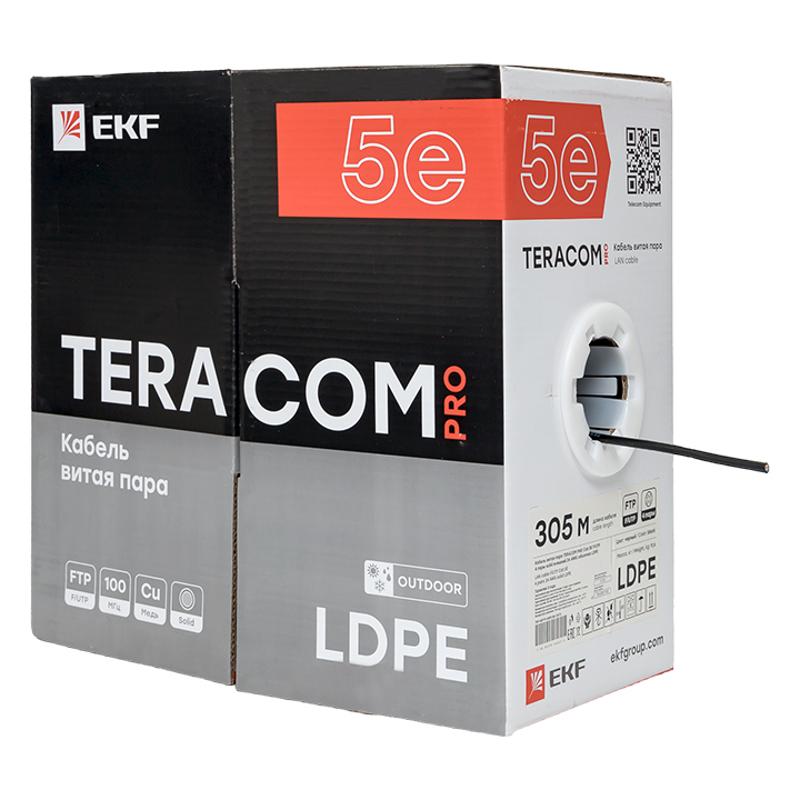 Кабель витая пара TERACOM Cat.5E F/UTP 4 пары solid внешний цвет черный упак. 305м | TRC-5EFTP-04PE-BK-OUT3 | EKF — миниатюра 4
