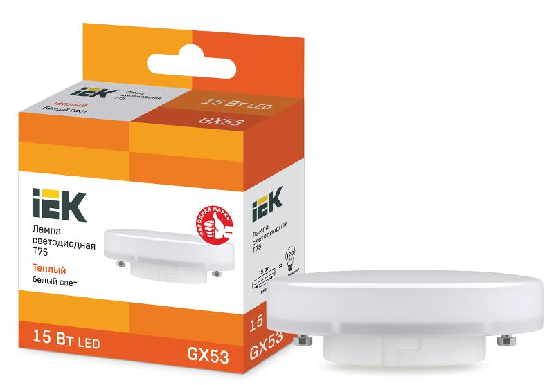 Лампа светодиодная LED 15Вт GX53 230В 3000К ECO Т75 таблетка | LLE-T80-15-230-30-GX53 | IEK — миниатюра 1