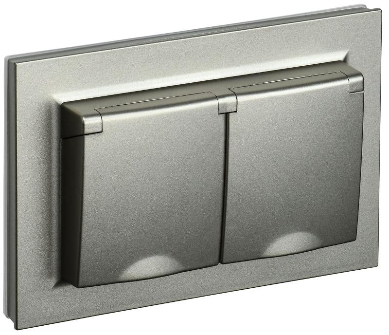 BRITE Розетка 2-ая с крышкой 16А в сб IP44 РСбш12-3-44-БрШ шампань | BR-R26-16-44-K37-F | IEK — IEK (ИЭК)