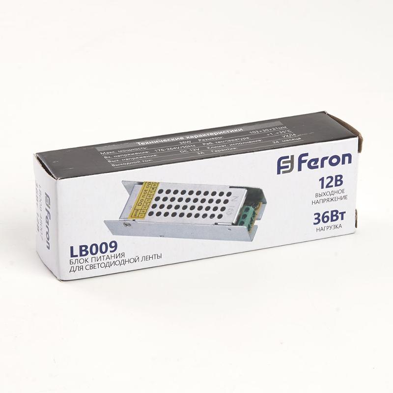 Трансформатор электронный для светодиодной ленты 36W 12V (драйвер), LB009 | 48007 | FERON — миниатюра 6