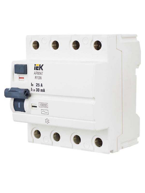 Выключатель дифференциальный (УЗО) R10N 4P 25А 30мА тип AC ARMAT | AR-R10N-4-025C030 | IEK — миниатюра 8