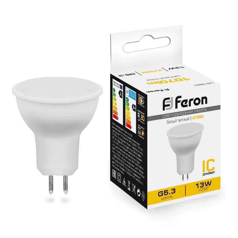 Лампа светодиодная, (13W) 230V G5.3 2700K MR16, LB-960 | 38188 | FERON — Feron