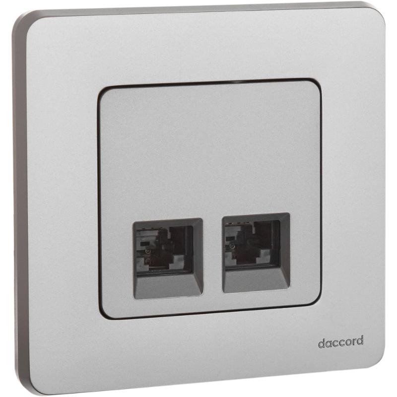 Inspiria Алюминий Розетка 2-ая компьютерная RJ45 С/У категория 5e UTP — миниатюра 5