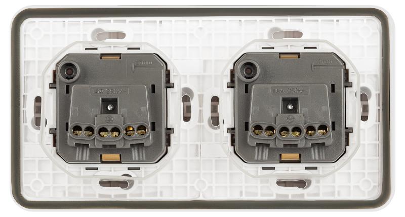 Розетка 2-ая ЭРА Эксперт 11-2524-01 2х2P+E гориз. IP55, шторки, 16A-250В, СУ, Белый | Б0063254 | ЭРА — миниатюра 4