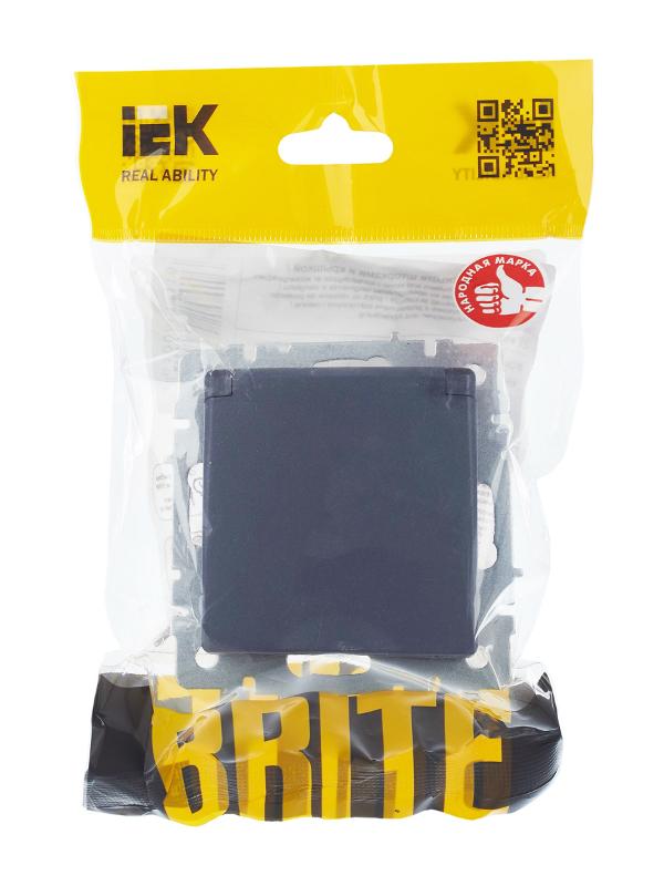 BRITE Розетка с заземлением со шторками с кр. 16А IP20 РСбш10-3-БрМ маренго | BR-R16-16-K35 | IEK — миниатюра 3
