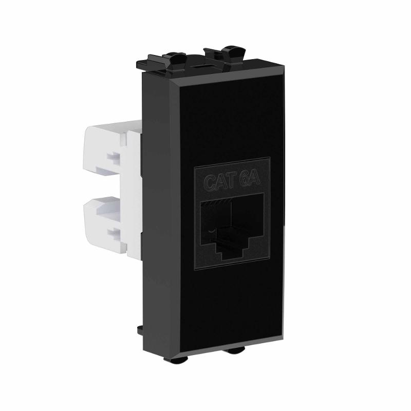 Компьютерная розетка RJ-45 без шторки модульная, кат.6А, "Avanti", "Черный квадрат", 1 модуль | 4402671 | DKC — миниатюра 2