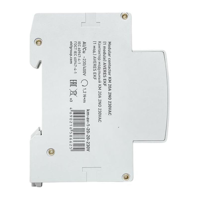 Контактор модульный КМ 20А 2NО 230VAC (1 мод.) AVERES | km-av-1-20-20-230V | EKF — миниатюра 4