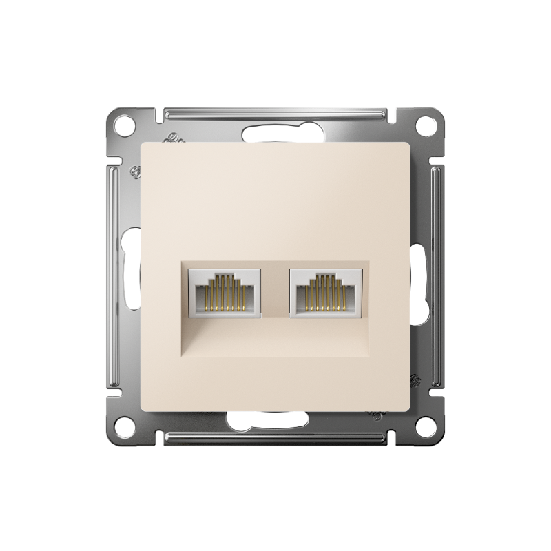 AtlasDesign Бежевый Розетка 2-ая компьютерная RJ45+RJ45, кат.5E, механизм | ATN000285 | SE — миниатюра 2