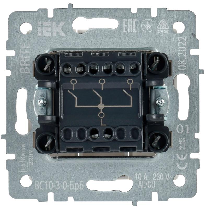 BRITE Выключатель 3-клавишный 10А ВС10-3-0-БрБ белый | BR-V30-0-10-K01 | IEK — миниатюра 4