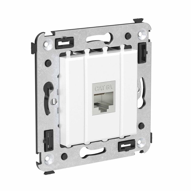 Компьютерная розетка RJ-45 без шторки в стену, кат.6А одинарная экранированная, "Avanti", "Белое облако" | 4400773 | DKC — миниатюра 2
