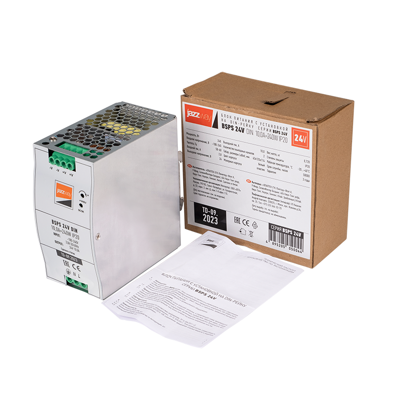 Драйвер для светодиодной ленты BSPS DIN 24V10.0A=240w IP20 AL 3г.гар  на DIN-рейку | .5050044 | Jazzway — миниатюра 4