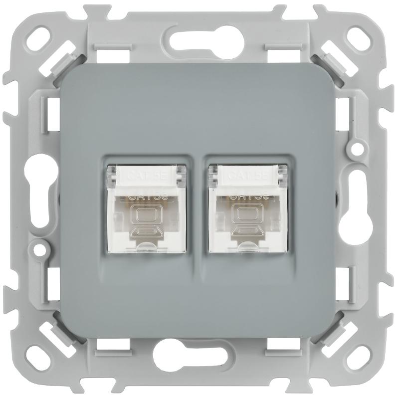 FLITE Розетка 2-ая компьютерная RJ45 кат.5Е UTP РК5е-2-0-ФлС серый | FI-K22-1-K03 | IEK — миниатюра 2