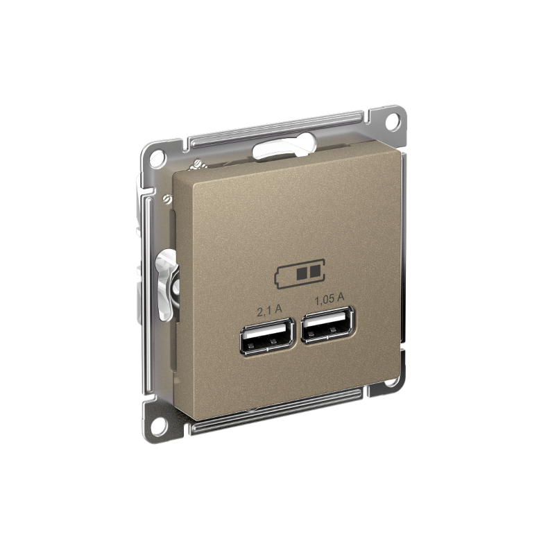 AtlasDesign Шампань Розетка USB, 5В, 1 порт x 2,1 А, 2 порта х 1,05 А, механизм | ATN000533 | SE — Systeme Electric