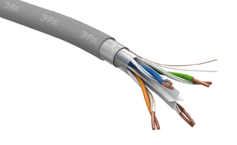 Кабель витая пара F-4-PVC-6 F/UTP 4x2x23 AWG Cat 6 CU PVC 305 метров | Б0053026 | ЭРА — миниатюра 3