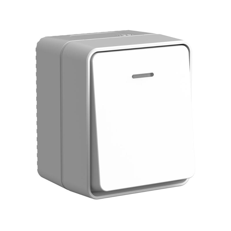 AtlasDesign Profi54 Серый О/У Выключатель 1-клавишный с подсветкой 10 АХ | ATN543013 | SE — Systeme Electric