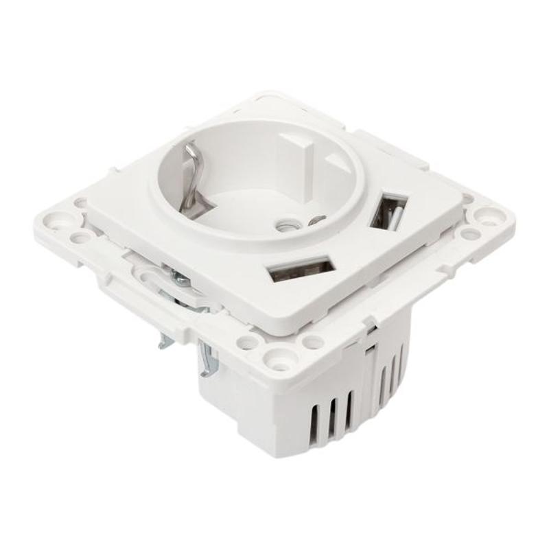Стокгольм Механизм Розетки 1-местной с/з, USB 2A 16А винтовые клеммы белый с защ. штор. | EYR16-2USB-typeA | EKF — миниатюра 7