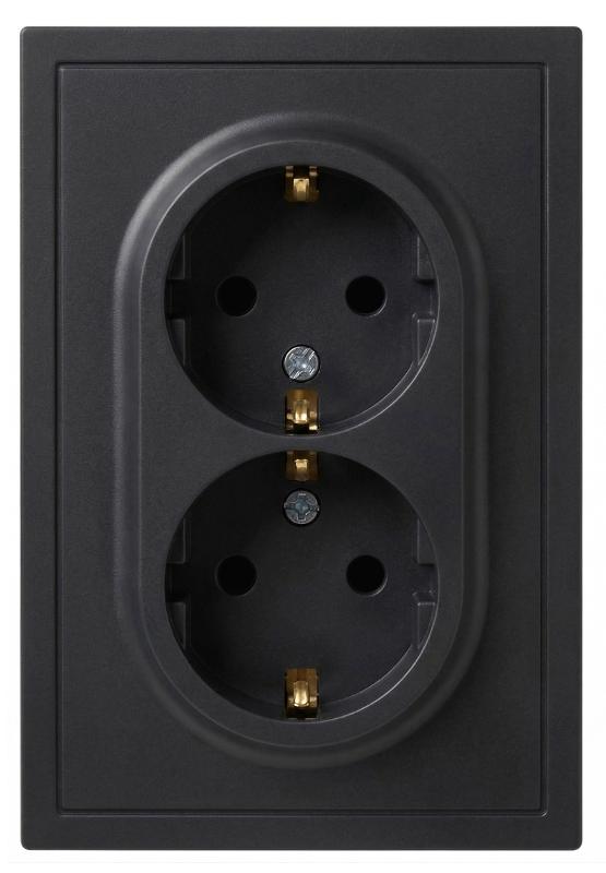 Розетка Galaxy 15-2104-05 с заземлением двойная 2X2P+E Schuko 16А-250В IP20 антрацит | Б0070685 | ЭРА — ЭРА (Энергия света)